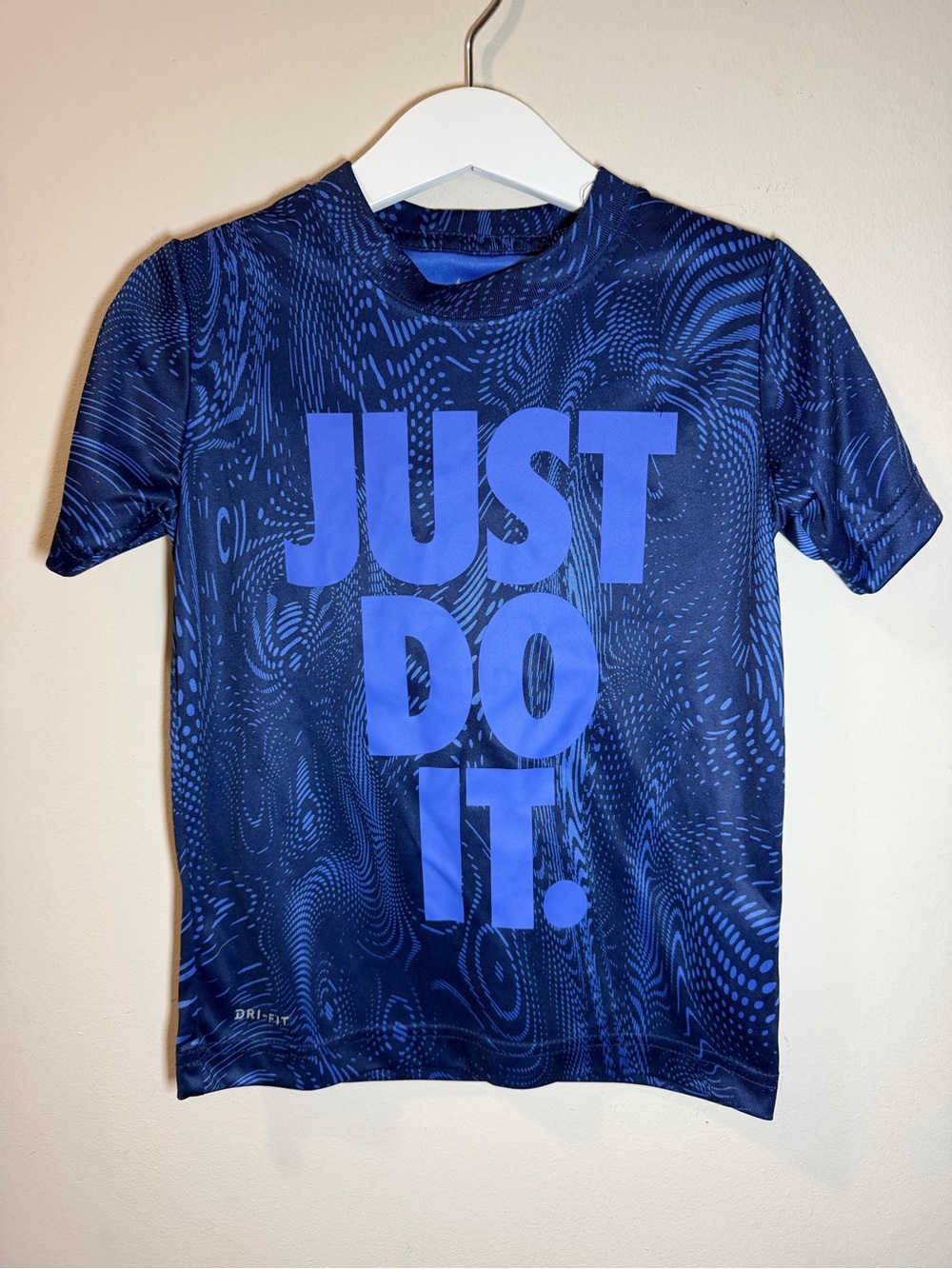 Nike Blue Dri-FIT Athletic Tee with Abstract Print